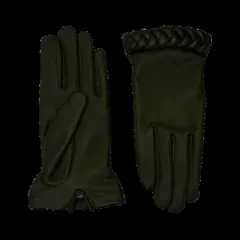 アニェル レディース アクセサリー 手袋 Agnelle New Edith Lambskin Glove Lined in Cashmere with Braided Cuff Kakiのサムネイル