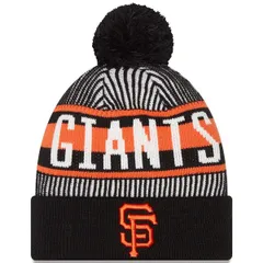 ニューエラ メンズ アクセサリー 帽子 ニット Mens New Era Black San Francisco Giantstriped Cuffed Knit Hat with Pom Black ブラック