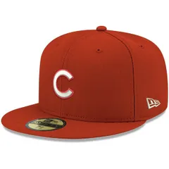 ニューエラ メンズ アクセサリー 帽子 ロゴ Mens New Era Red Chicago Cubs White Logo 59FIFTY Fitted Hat Red レッド