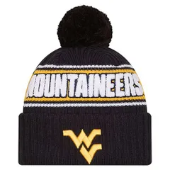 ニューエラ メンズ アクセサリー 帽子 ニット Mens New Era Black West Virginia Mountaineers Bold Cuffed Knit Hat with Pom Black ブラック