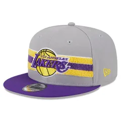 ニューエラ メンズ アクセサリー 帽子 Mens New Era Gray Los Angeles Lakers Chenille Band 9FIFTY Snapback Hat Gray グレー
