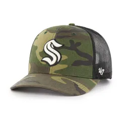 フォーティーセブン メンズ アクセサリー 帽子 Mens 47 CamoBlack Seattle Kraken Trucker Snapback Hat Camo ブラック
