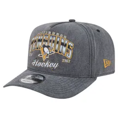 ニューエラ メンズ アクセサリー 帽子 Mens New Era Charcoal Pittsburgh Penguins Throwback Washed AFrame PreCurved 9FIFTY Snapback Hat Charcoal チャコール