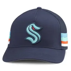 アメリカンニードル メンズ アクセサリー 帽子 Mens Americaneedle Deep Sea Blue Seattle Kraken HotFoot Stripes Trucker Adjustable Hat Navy ネイビー