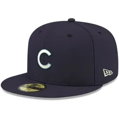 ニューエラ レディース アクセサリー 帽子 ロゴ Mens New Era Navy Chicago Cubs White Logo 59FIFTY Fitted Hat Navy ネイビー