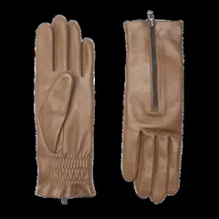 アニェル レディース アクセサリー 手袋 Agnelle Jane Lambskin Glove Lined in Cashmere with a Zipper Taupe トープのサムネイル