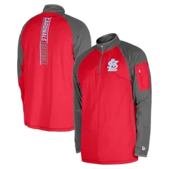 ニューエラ メンズ アウター パーカー・スウェット Mens New Era Red St Louis Cardinals Fathers Day Raglan QuarterZip Top Red レッド