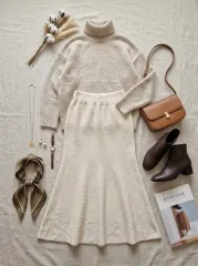 アイボリーマーメイドニットロングスカート