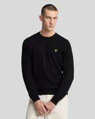 ライルアンドスコット メンズ アウター パーカー・スウェット クルーネック セーター コットン Lyle Scotton Merino Crew Neck Sweater Jet Black ブラックのサムネイル