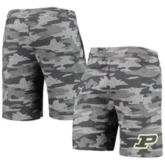 コンセプツ スポーツ メンズ ボトムス ハーフパンツ・ショーツ パイル ショートパンツ Mens Conceptsport CharcoalGray Purdue Boilermakers Camo Backup Terry Jam Lounge Shorts