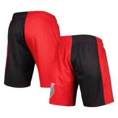 ミッチェルネス メンズ ボトムス ハーフパンツ・ショーツ ショートパンツ ブレザー Mens Mitchell Ness BlackRed Portland Trail Blazers Hardwooのサムネイル