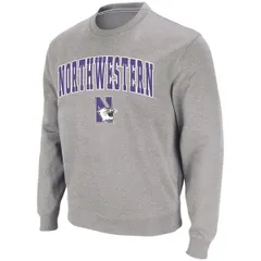 コロシアム メンズ アウター パーカー・スウェット クルーネック シャツ ロゴ Mens Colosseum Heather Gray Northwestern Wildcats Arch Logo Crew Neck Sweatshirt Heather G