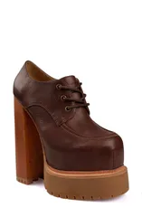 ジジ レディース シューズ ヒール プラットフォーム レース ZIGI Tina LaceUplatform Shoe Brown ブラウン