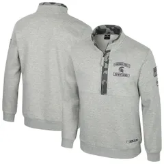 コロシアム メンズ アウター パーカー・スウェット フリース ジャケット Mens Colosseum Heather Gray Michigan State Spartans OORAH OHT Military Appreciation Fleece Qu