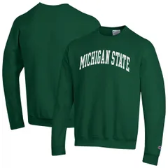 チャンピオン メンズ アウター パーカー・スウェット シャツ フリース Mens Champion Green Michigan State Spartans Basic Arch Fleece Pullover Sweatshirt Green グリーン