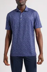 ジョニー オー メンズ トップス シャツ プリント johnnieO Boggings Mushroom Print PREPFORMANCE Golf Polo Navy ネイビー
