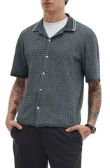 ラグアンドボーン メンズ トップス シャツ rag bone Harvey Crosstitch Camp Shirt Charcoal Grey チャコールのサムネイル