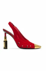 バルマン レディース シューズ パンプスエード レザー Balmain Lipstick Pumps In Suede Leather And Brass Red レッドのサムネイル