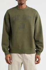 カーハート メンズ アウター パーカー・スウェット シャツ グラフィック Carhartt Work In Progress Faded Ponds Corps Graphic Sweatshirt Cypress Heavy Stone Wash ストーン
