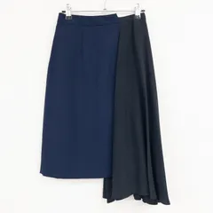 Maison Martin Margiela　メゾンマルタンマルジェラ　スカート　異素材ドッキング　アシンメトリー　変形　シルク　ポリエステル　ネイビー　イタリア製　レディース　38　a01212のサムネイル
