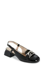 ワンダーズ レディース シューズ ヒール Wonders Chain Detail Slingback Pump Black Patent ブラック