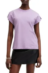 オールセインツ レディース トップス Tシャツ コットン AllSaints Rue Slit Sleeve Cotton TShirt Petal Purple パープルのサムネイル