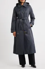 ロンドンフォグ レディース アウター ジャケット・ブルゾン コート マキシ London Fog Hooded Single Breasted Maxi Trench Coat Charcoal チャのサムネイル