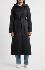 ロンドンフォグ レディース アウター ジャケット・ブルゾン コート マキシ London Fog Hooded Single Breasted Maxi Trench Coat Black ブラックのサムネイル