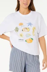 リップカール レディース トップス Tシャツ グラフィック Rip Curl Poolside Heritage Relaxed Graphic TShirt Optical White ホワイト