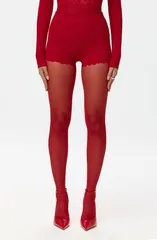 ネイキッドワードローブ レディース ボトムス ハーフパンツ・ショーツ ショートパンツ レース Naked Wardrobe Scallop Hem Stretch Lace Shorts Ruby Red レッド