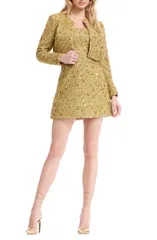 ドレスザポプレーション レディース トップス ワンピースパンコール ジャケット Dress the Population Andra Sequin Embellished Jacket Gold Multi ゴールド