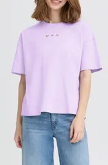 イチ レディース トップス Tシャツ カットアウト ICHIhpetro Boxy Heart CutoutShirt Purple Rose パープルのサムネイル
