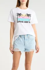 リップカール レディース トップス Tシャツ グラフィック Rip Curl Malibu Relaxed Graphic TShirt Optical White ホワイト