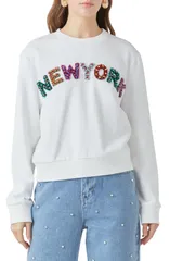 エンドレスローズ レディース アウター パーカー・スウェット シャツ Endless Rose New York Embellished Sweatshirt White ホワイト