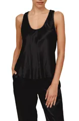ベラダール レディース トップス シャツ サテン Bella Dahl Beaded Trim Satin Tank Black ブラックのサムネイル