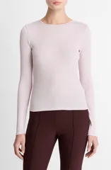 ヴィンス レディース トップス Tシャツ クルーネック コットン Vince Rib Pima Cotton Long Sleeve Crewneck TShirt Iris Quartzのサムネイル