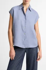 ヴィンス レディース トップス シャツ リネン Vince Dolman Sleeve Linen Shirt Azulのサムネイル