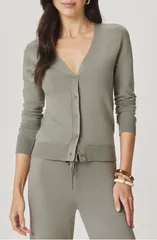 スプレンディット レディース アウター パーカー・スウェット カーディガン クロップド Splendid Christa Cropped Cardigan Eucalyptus Green グリーン
