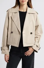 ビーシービージーマックスアズリア レディース アウター ジャケット・ブルゾン コート BCBG Max Azria Double Breasted Crop Trench Coat Sand サンドのサムネイル