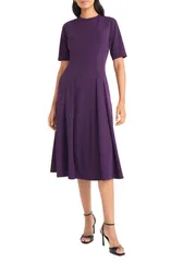 マギーロンドン レディース トップス ワンピース A ライン ミディ Maggy London Double Pleat ALine Midi Dress Luxe Plum プラム