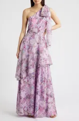 ルルズ レディース トップス ワンピース フラワー柄 ワンショルダー フラワー Lulus Amara Floral OneShoulder Gown Lavender Floral ラベンダー