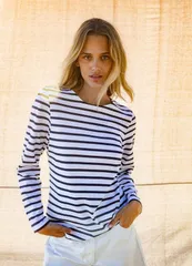 セイントジェームス レディース トップス シャツ Saint James MINQUIDAME Breton Striped Shirt with Long Sleeve WhiteNavy ホワイトのサムネイル