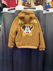 ミッキーマウス ボア フリース ジップアップ フーディー ブラウン