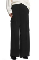 ボス レディース ボトムス カジュアルパンツ ワイドレッグ カーゴパンツ クレープ BOSS Tianamia Wide Leg Crepe Cargo Pants Black ブラック