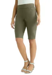ジェシカロンドン レディース ボトムス デニムパンツ Jessica London Comfort Waistretch Denim Bermuda Short Dark Olive Green グリーン