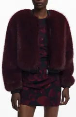 デジグアル レディース アウター ジャケット・ブルゾン Desigual Faux Fur Bomber Jacket Burgundy バーガンディのサムネイル