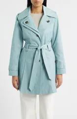 ロンドンフォグ レディース アウター ジャケット・ブルゾン コート London Fog Single Breasted Trench Coat Green グリーンのサムネイル