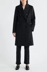 ロンドンフォグ レディース アウター ジャケット・ブルゾン コート London Fog Heritage Pinstripe Double Breasted Coat Black Pinstripeのサムネイル
