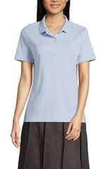 蘭茲恩德 女士 Polo 衫 迷你 Lands End 校服 短袖修身款網眼 Polo 衫 藍色