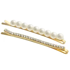 ヘアアクセサリー H-461-G 2本セット ヘアピン ラインストーン ゴールド パール VINGTAINE